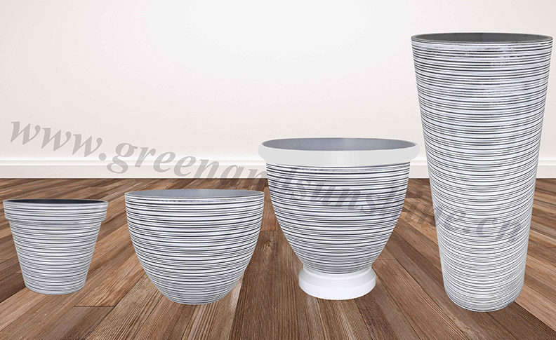 Cement color square planter and bowl